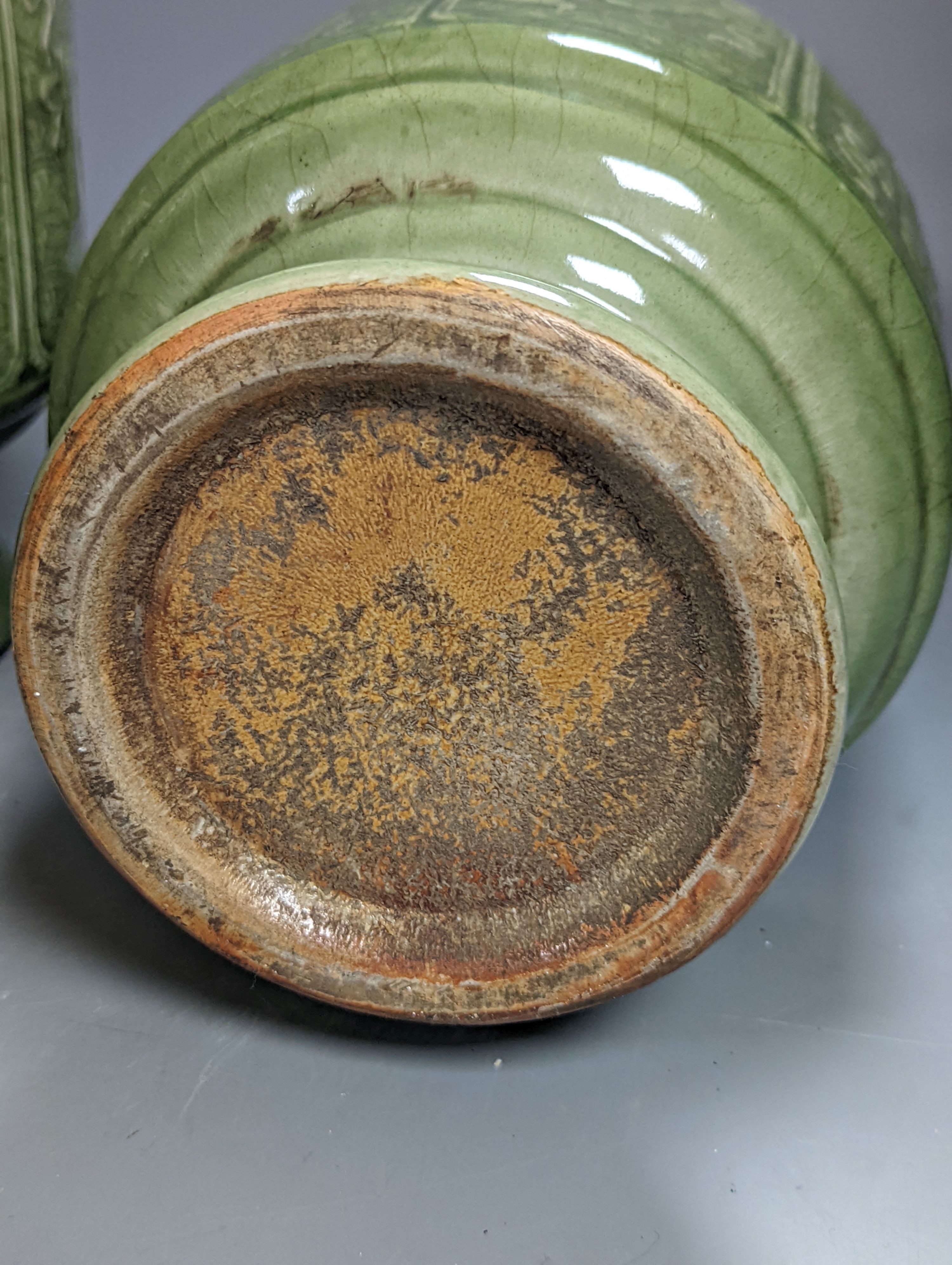 A pair of Chinese celadon glazed vases 35cm